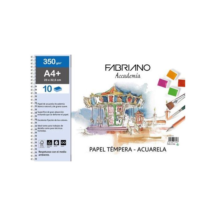 Bloc De Dibujo Fabriano Accademia Con Espiral Liso Tecnicas Humedas A4+ 350G 10H