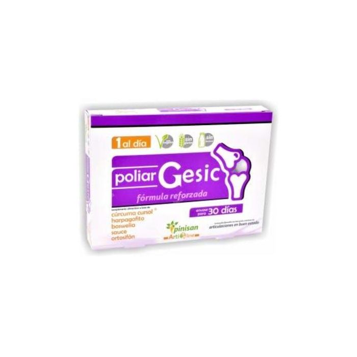 PINISAN Artiline Poliar Gesic, 30 cápsulas, Cúrcuma, Harpagofito, Boswellia, Sauce, Ortosifón, bienestar articular