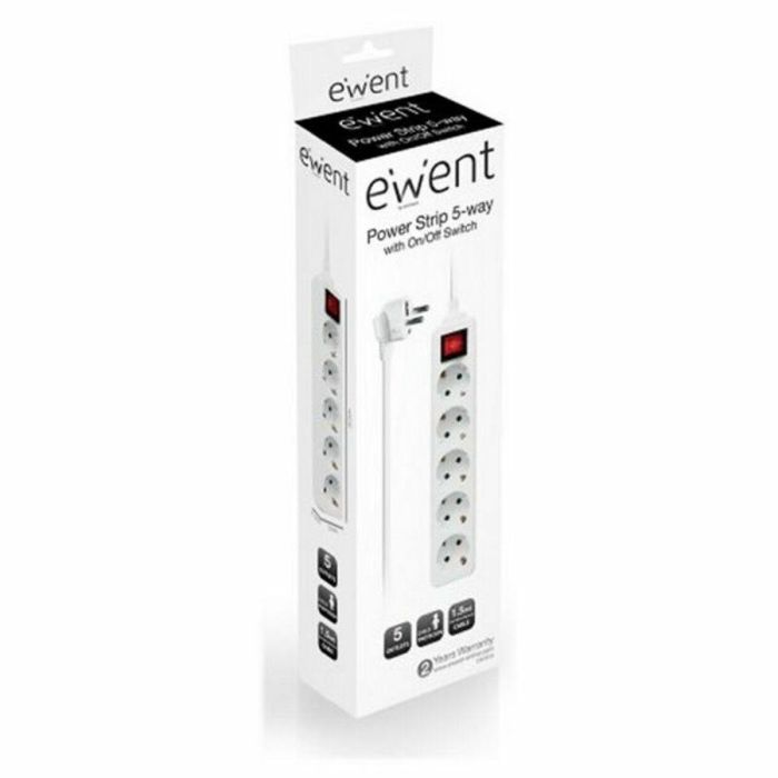 Regleta Enchufes 5 Tomas con Interruptor Ewent EW3916 (1,5 m) 1 Regleta Enchufes 5 Tomas con Interruptor Ewent EW3916 (1,5 m) 1