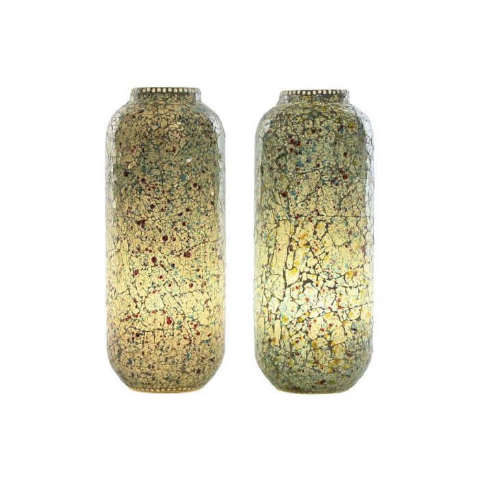 DKD Home Decor Lámpara de Sobremesa Estilo Indio Acabado Craquelado Cristal Verde Menta Azul Celeste E14 17x44x17 cm Pack de 2 Unidades 1 DKD Home Decor Lámpara de Sobremesa Estilo Indio Acabado Craquelado Cristal Verde Menta Azul Celeste E14 17x44x17 cm Pack de 2 Unidades 1