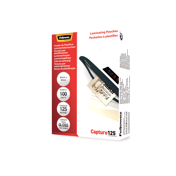 Fellowes Fundas De Plastificar 125 Micras Brillo Pack 100 Ud 60x90 mm