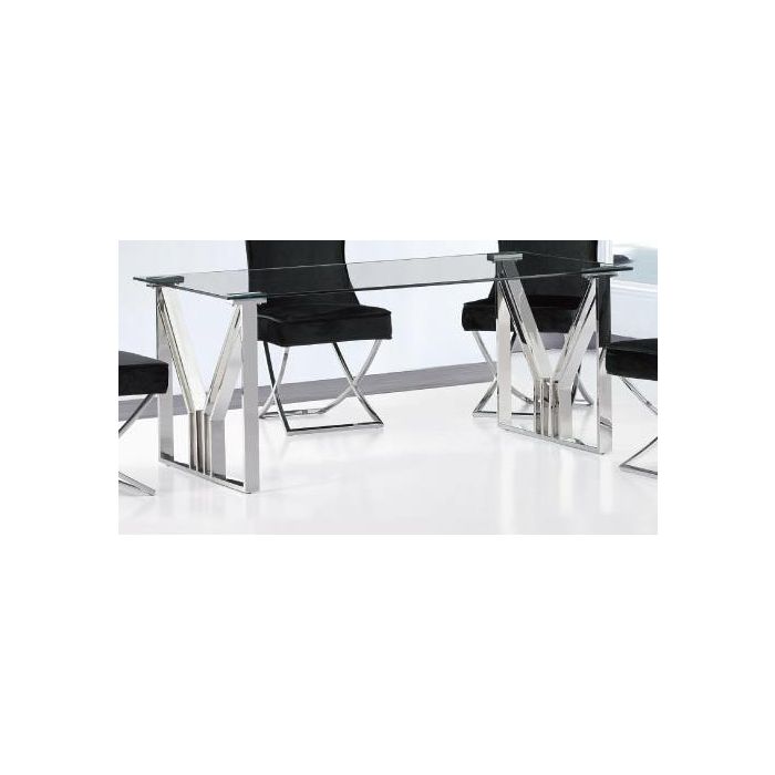 Mesa Comedor Moderno DKD Home Decor Plateado Transparente 90 x 75 x 180 cm 1