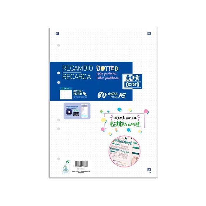 Oxford Recambio Classic Dotted 80H A5 Sueltas 90 gr Dots 6 Taladros Oxford Recambio Classic Dotted 80H A5 Sueltas 90 gr Dots 6 Taladros