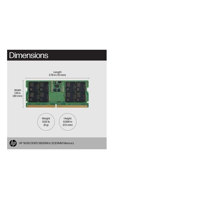 HP 1x16GB, DDR5, 5600MHz, SODIMM 1 HP 1x16GB, DDR5, 5600MHz, SODIMM 1