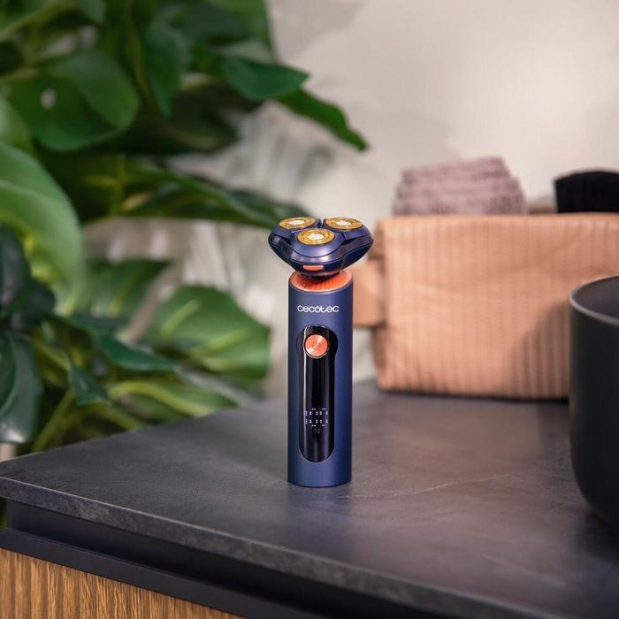 Cecotec Afeitadora eléctrica PrecisionCare Aluminium Pro azul titanio LCD 80min IPX6 base 2