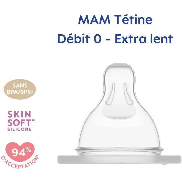 Mam Tetina Flujo 0 Extra Slow - Silicona Anatómica para Recién Nacidos, Suave y Flexible, Ideal para Leche Materna 2