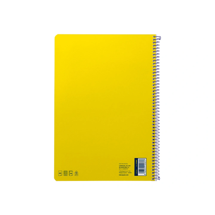 Liderpapel Cuaderno espiral A4 Smart, tapa blanda, 80 hojas, 75gr, cuadro 4mm con margen, color amarillo 2