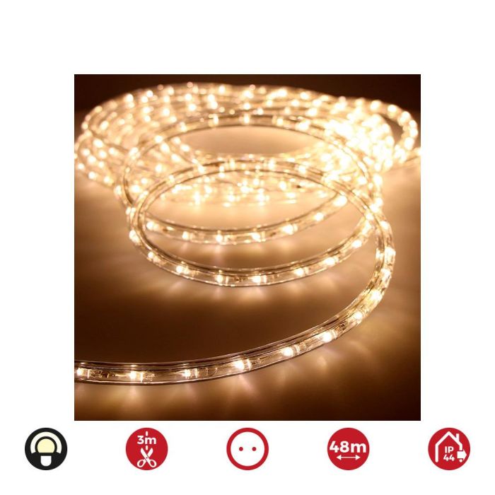 Tubo flexiled led 2 vias multifuncion 48m 36 leds/m ip44 blanco calido