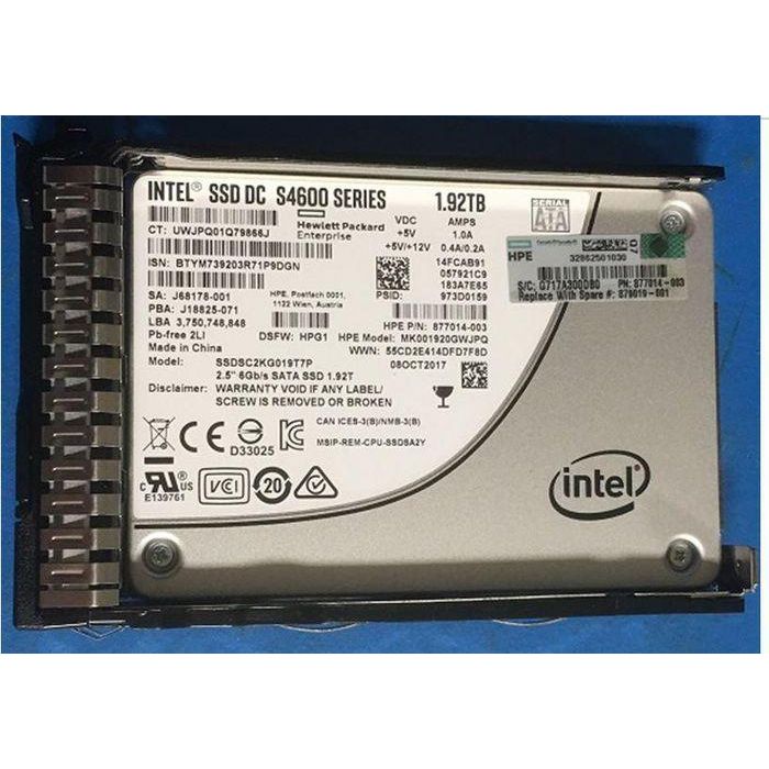 Hewlett Packard Enterprise SSD 1.92TB 6G SFF SATA MU SC - Unidad de Estado Sólido para Servidores