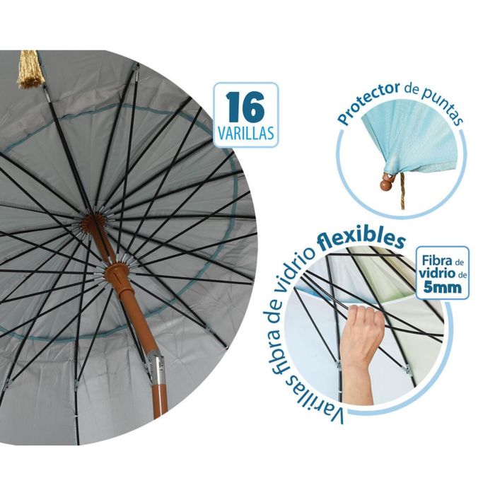 Sombrilla de playa Azul Ø 240 cm SPF50+ 2
