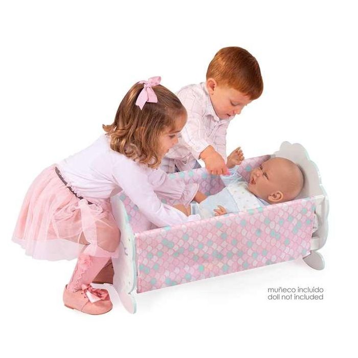 Decuevas Cuna Balancín de Madera para Muñecas y Muñecos de hasta 48 cm. Juguete Infantil Recomendado a partir de 3 Años 1