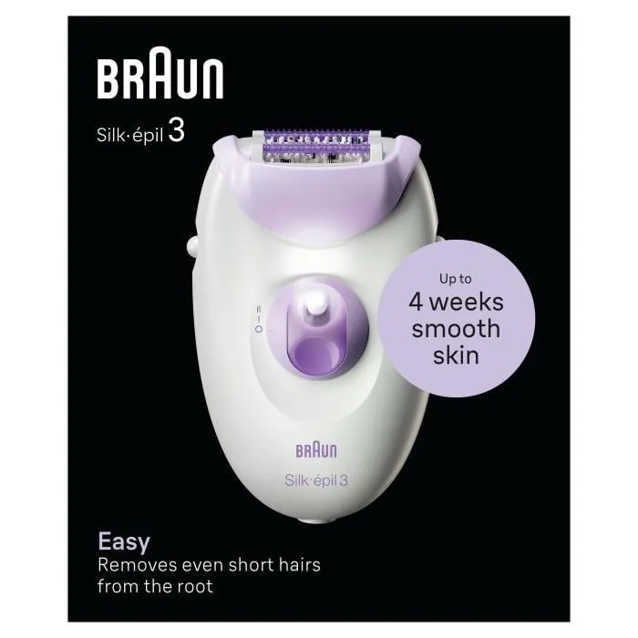 Braun Silk-épil 3 3-000 Depiladora 20 Pinzas MicroGrip Color Púrpura Blanco 2