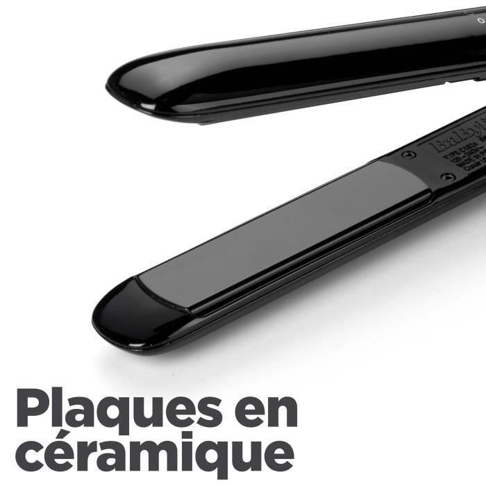 BaByliss ST255E Plancha de Pelo Smoother Sleek Finish, Placas Cerámica Turmalina 25x95mm, 3 Temperaturas hasta 230°C, Multivoltaje 2