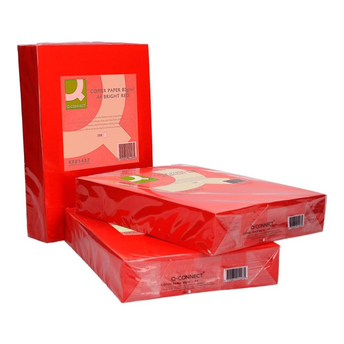 Papel Color Q-Connect Din A4 80 gr Rojo Intenso Paquete De 500 Hojas 4