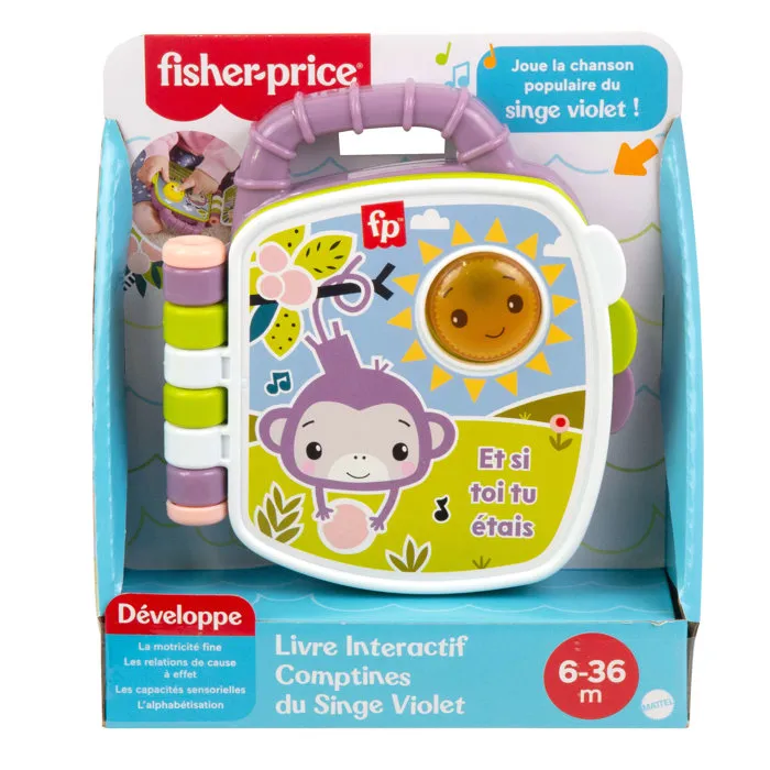 Fisher Price Libro de Rimas Infantiles Del Mono Púrpura MATJFN05 5