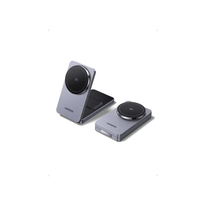 UGREEN 45023 Cargador Magnético Inalámbrico 2 en 1 Plegable 15W Qi2 MagSafe para iPhone y AirPods