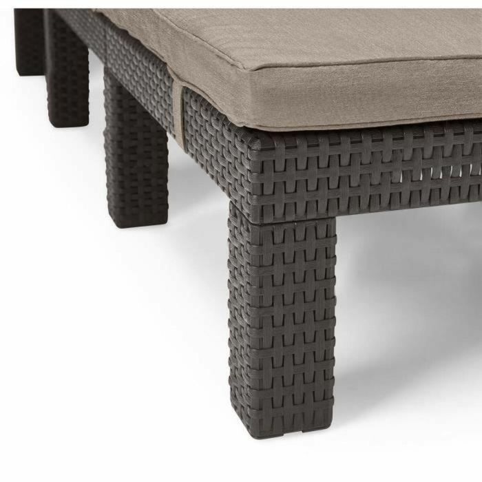 ALLIBERT Tumbona Daytona de Resina Trenzada con Cojín, Respaldo 4 Posiciones y Diseño Elegante - Marrón 2