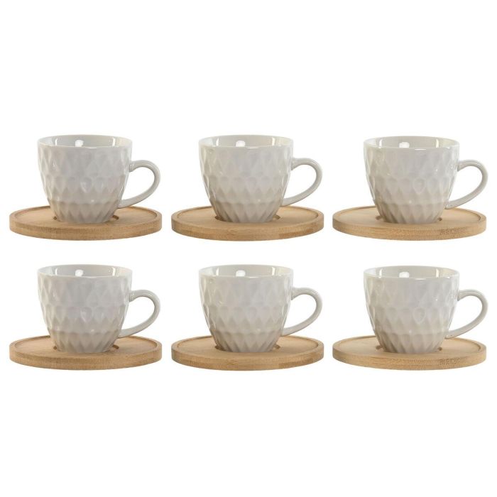 DKD Home Decor Café Blanco Set de 6 Piezas 8.5 x 6.4 x 5.5 cm