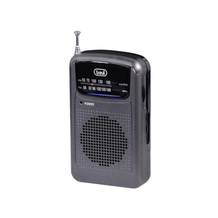 Trevi RA 710 Radio Portátil Analógica AM/FM Gris con Altavoces y Salida Auriculares, Alimentación AC/Batería