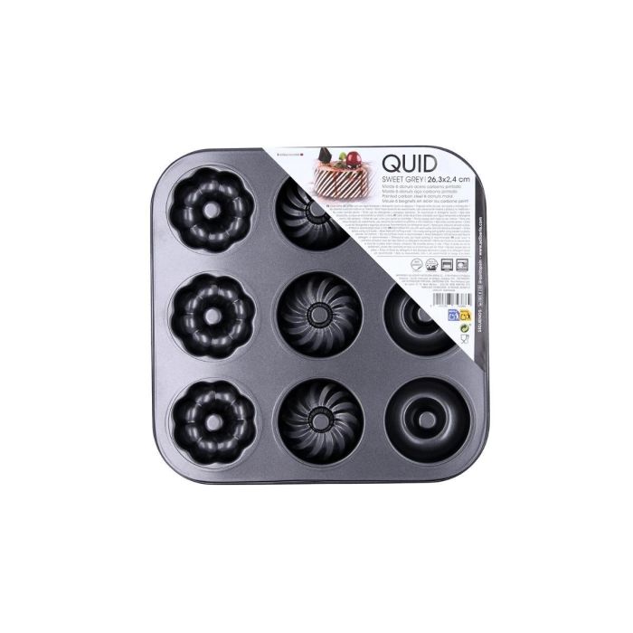 Molde 9 Donuts Acero Carbono Sweet Grey Quid 26,3x26,3x2,4 cm (12 Unidades) 5