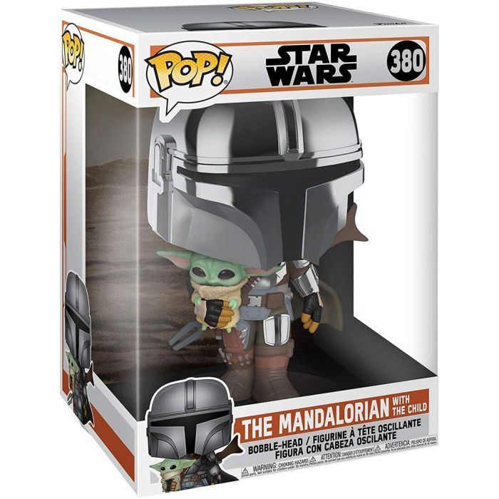 Funko Pop Star Wars The Mandalorian - Mandaloriano con Baby Yoda, Armadura Cromática, Tamaño XL, 25 cm 1 Funko Pop Star Wars The Mandalorian - Mandaloriano con Baby Yoda, Armadura Cromática, Tamaño XL, 25 cm 1