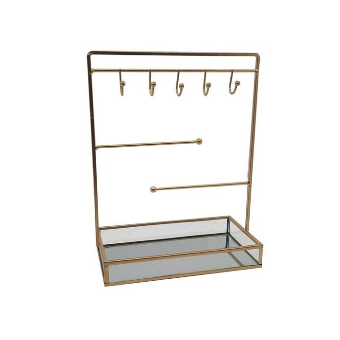 DKD Home Decor Joyero de Diseño Glam Dorado, de Metal y Espejo, 21 Ancho x 10 Fondo x 32 Alto cm