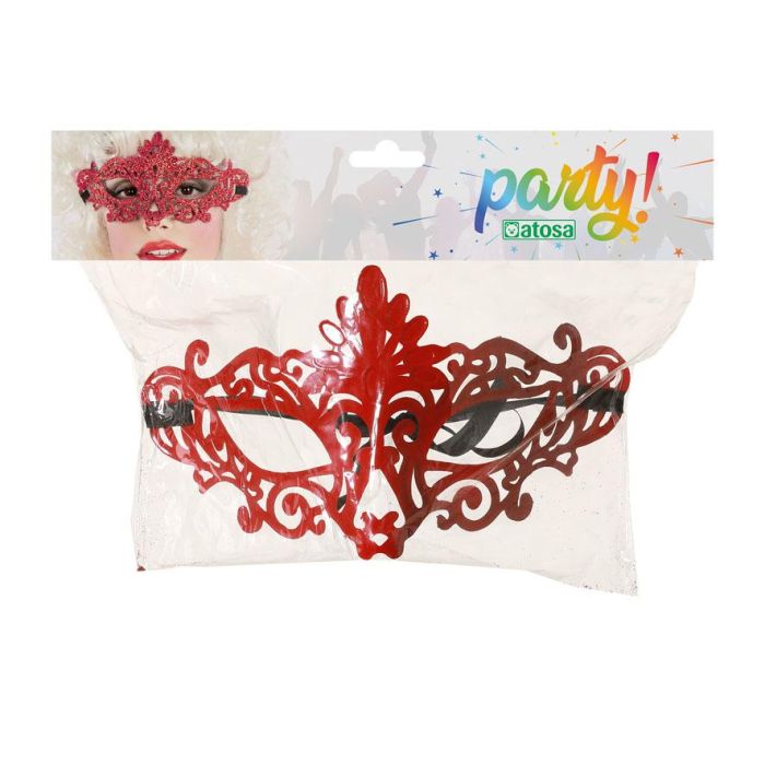 Antifaz Rojo Brillante Veneciano para Fiestas de Carnaval y Celebraciones Elegantes 1