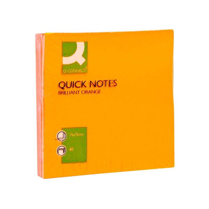 Bloc De Notas Adhesivas Quita Y Pon Q-Connect 76x76 mm Naranja Neon 80 Hojas 6 unidades 2