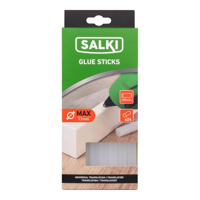 Salki 20430307 Barra de Cola Termofusible Universal Translúcida, Ø12 x 200 mm, Blíster 24 uds 2 Salki 20430307 Barra de Cola Termofusible Universal Translúcida, Ø12 x 200 mm, Blíster 24 uds 2