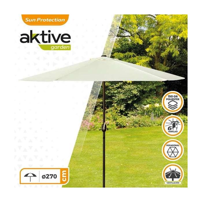Color Baby Parasol Terraza 270 cm con Chimenea y Mástil de Aluminio 3,8 cm Color Crema 6