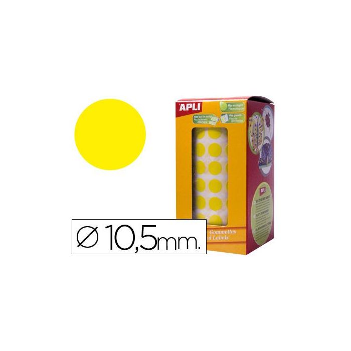 Apli Gomets Redondos 10,5 mm Rollo Amarillo -Rollo 5192 Unidades-