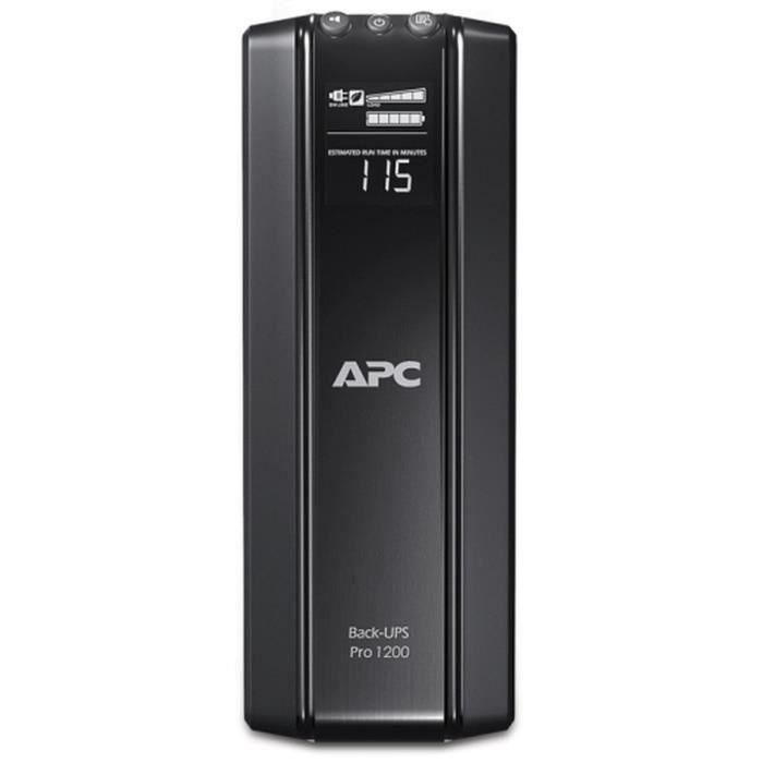 APC BR1200G-FR UPS Back-UPS Pro 1200VA 720W con 6 tomas, 2 puertos Gigabit Ethernet y pantalla LCD para PC/Mac