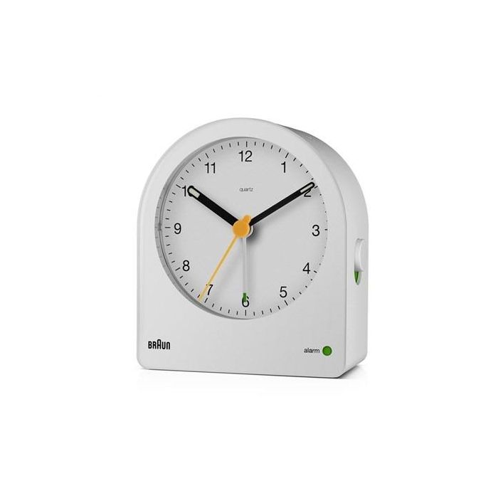 Braun BC-22-W Reloj Despertador Clásico Analógico Blanco con Movimiento Silencioso y Alarma Creciente 1