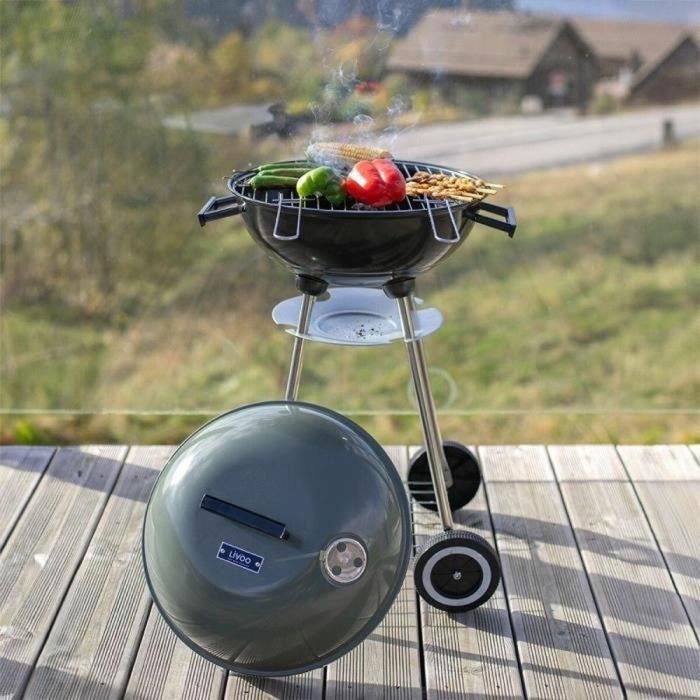 Livoo DOC172K Barbacoa de Carbón Redonda Ø41 cm con Parrilla de Acero Cromado, Altura 69,5 cm, Asas y 2 Ruedas 3 Livoo DOC172K Barbacoa de Carbón Redonda Ø41 cm con Parrilla de Acero Cromado, Altura 69,5 cm, Asas y 2 Ruedas 3