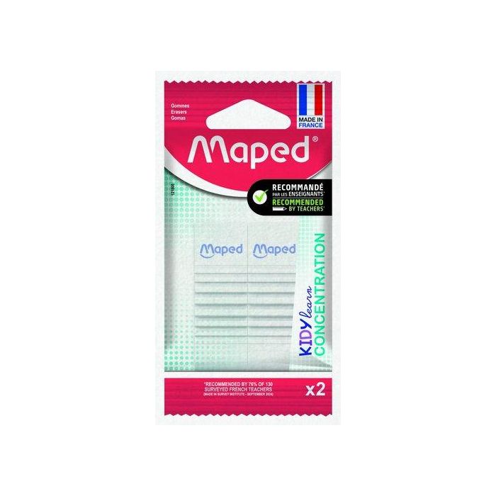 Goma De Borrar Maped Kidy Learn Concentracion Blister De 2