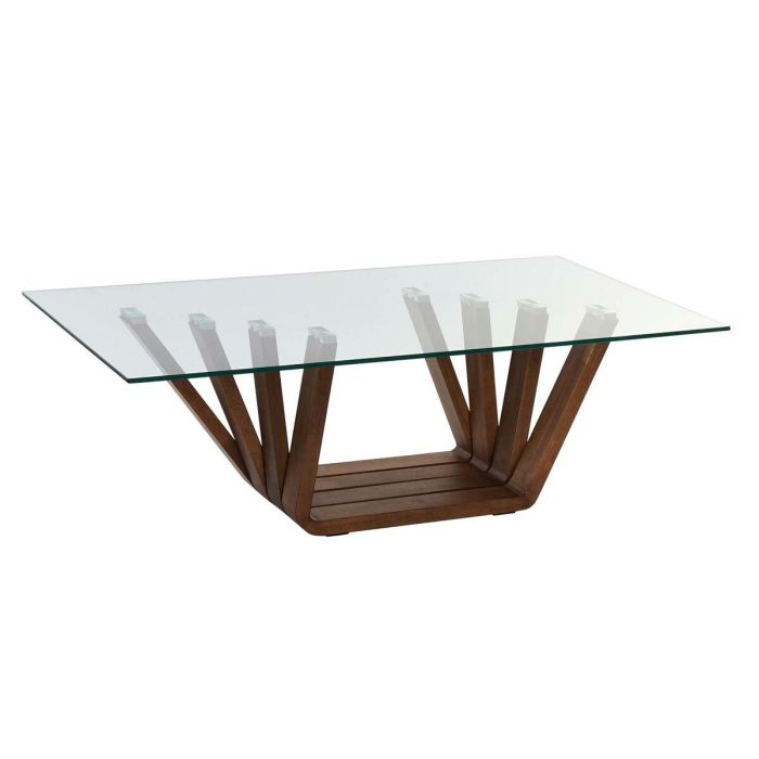 Mesa de Centro DKD Home Decor Cristal Nogal Aluminio 130 x 70 x 42 cm Mesa de Centro DKD Home Decor Cristal Nogal Aluminio 130 x 70 x 42 cm