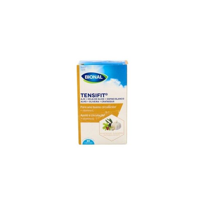 BIONAL Tensifit Xtra Ajo Olivo Espino Blanco, Vitamina E, 80 Cápsulas para Circulación Normal y Protección Celular