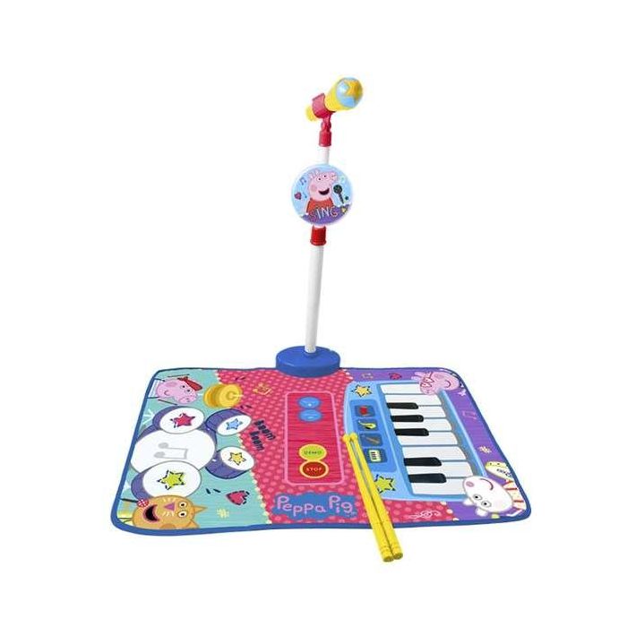 Alfombra bateria y piano peppa pig con microfono de pie y baquetas 77x59x82 cm Alfombra bateria y piano peppa pig con microfono de pie y baquetas 77x59x82 cm