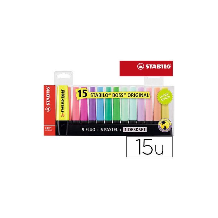 Rotulador Stabilo Boss Fluorescente 70 Blister De 15 Unidades Colores Surtidos