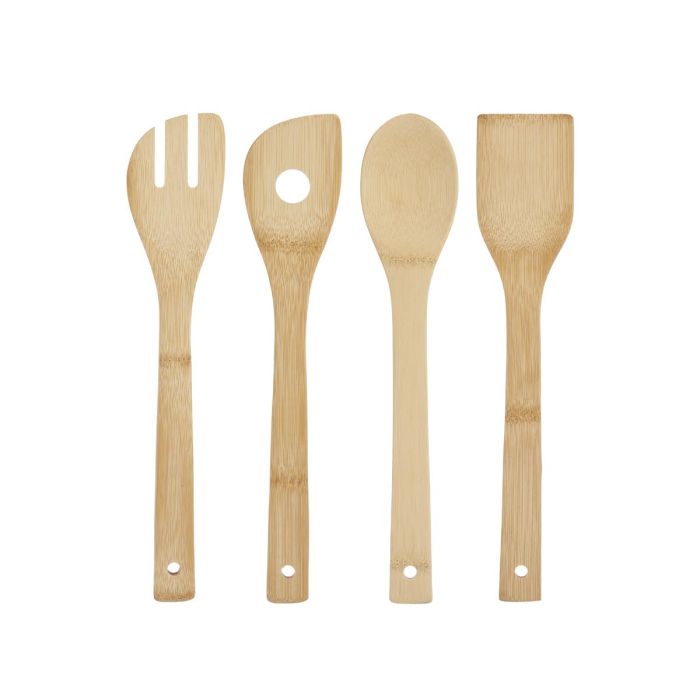 Set 4 utensilios cocina bambú Kinvara - 8x34.5x3.2 cm, marrón (12 Unidades) 1