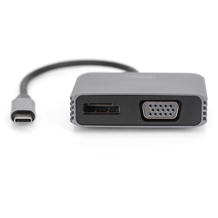 Adapter DIGITUS DP + VGA Adapter 20cm 4K/30Hz Silber Aluminium Gehäuse 2
