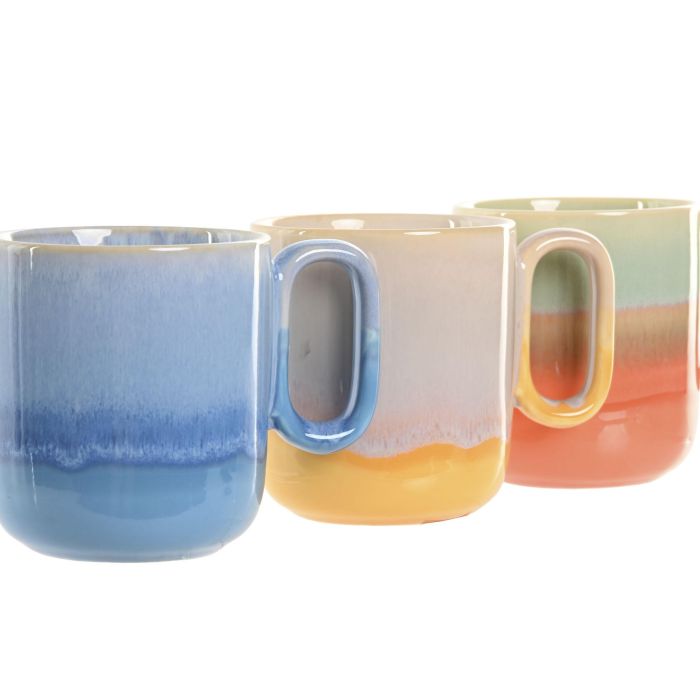 Mug Moderno DKD Home Decor Azul Naranja 8.7 x 10 x 12.5 cm (12 Unidades) 1