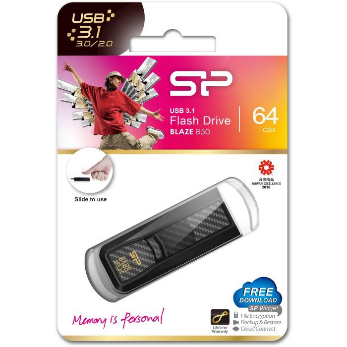 STICK Silicon Power USB-Stick 64GB USB3.0 B50 Black 3