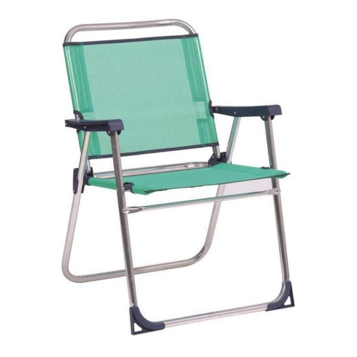 Silla playa aluminio fija con respaldo bajo color verde 57x78x57 cm