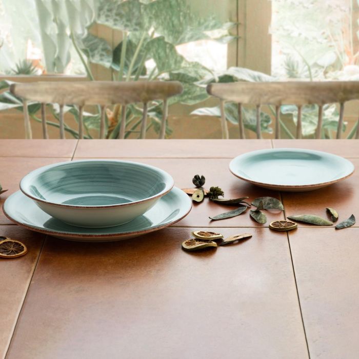 Quid Plato Postre Cerámico Vita Aqua 19 cm, 12 Unidades, Pintado a Mano, Apto Lavavajillas, Microondas y Congelador 1 Quid Plato Postre Cerámico Vita Aqua 19 cm, 12 Unidades, Pintado a Mano, Apto Lavavajillas, Microondas y Congelador 1