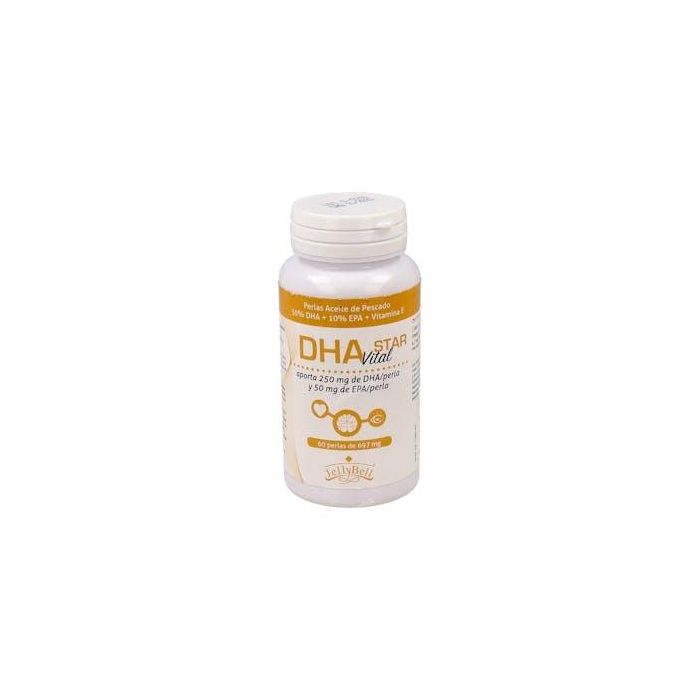 JELLYBELL DHA Vital Star 60 cápsulas, aporta Omega 3, 500 mg DHA y 100 mg EPA, ideal para el bienestar general