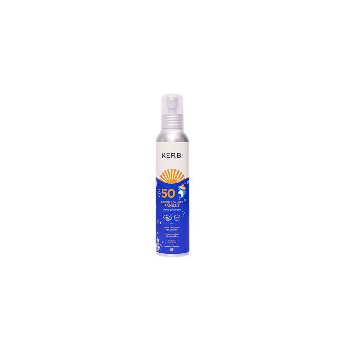 Kerbi Crema Solar Familiar SPF50 150g Protección UVA/UVB Piel Sensible Sin Perfumes Testada Dermatológicamente Rostro y Cuerpo