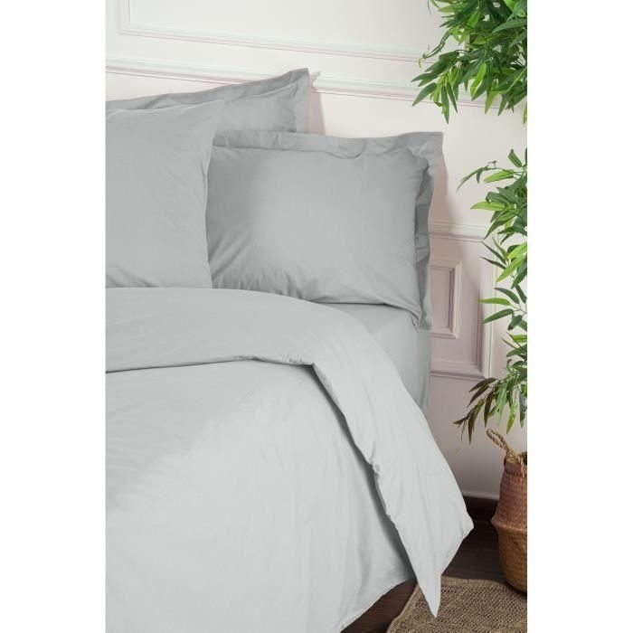 Juego de cama ASI8684282554271 - 1 funda nórdica 220x240 cm + 2 fundas de almohada 60x60 cm - 100% algodón reforzado Gris 1 Juego de cama ASI8684282554271 - 1 funda nórdica 220x240 cm + 2 fundas de almohada 60x60 cm - 100% algodón reforzado Gris 1