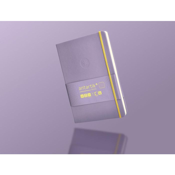 Cuaderno Con Gomilla Antartik Notes Tapa Dura A5 Hojas Rayas Morado Y Amarillo 100 Hojas 80 gr Fsc 9