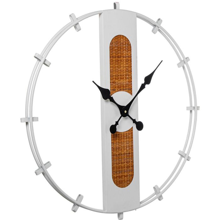 Reloj de Pared Alexandra House Living Blanco Marrón Metal Mimbre 64 x 5 x 64 cm 8